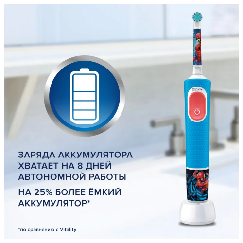 Детская электрическая зубная щетка Oral-B Vitality Kids Spiderman "Человек-паук" (D103.413.2K)