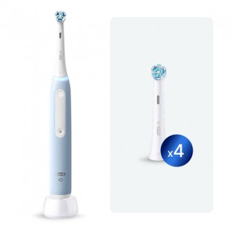 Электрическая зубная щетка Oral-B iO 3 Ice Blue с дополнительной насадкой Ultimate Clean (4 шт)