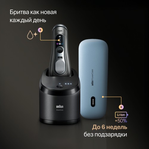 Электробритва Braun Series 9 PRO+ 9675cc Grey SmartCare, с зарядным чехлом