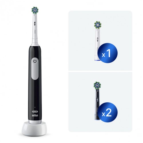 Электрическая зубная щетка Oral-B Pro 1 Черная D305.513.3 тип 3791+Насадки Oral-B CrossAction CleanMaximiser Черный EB50BRB 2шт+Насадка Cross Action