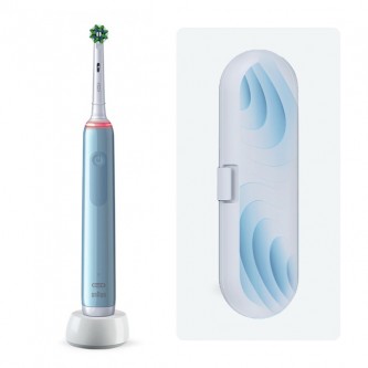 Электрическая зубная щетка Oral-B Pro 3 голубая + дорожный футляр