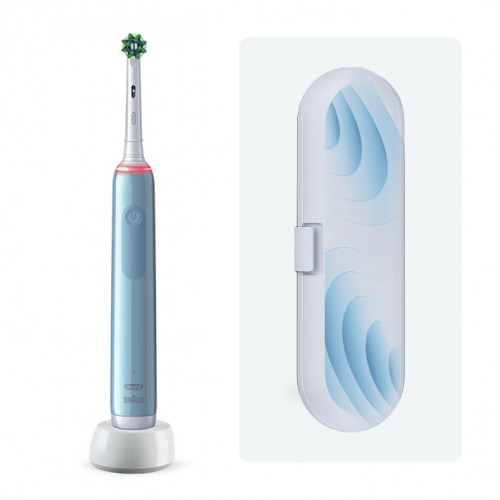 Электрическая зубная щетка Oral-B Pro 3 голубая + дорожный футляр