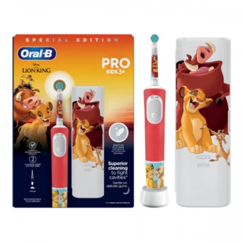 Детская электрическая зубная щетка Oral-B Vitality PRO Kids Король Лев + чехол