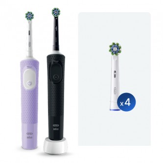 Электрические зубные щетки Vitality Pro Duo + Насадка для эффективной чистки Oral-B CrossAction (4 шт)