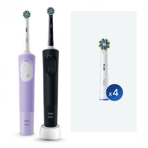Электрические зубные щетки Vitality Pro Duo + Насадка для эффективной чистки Oral-B CrossAction (4 шт)