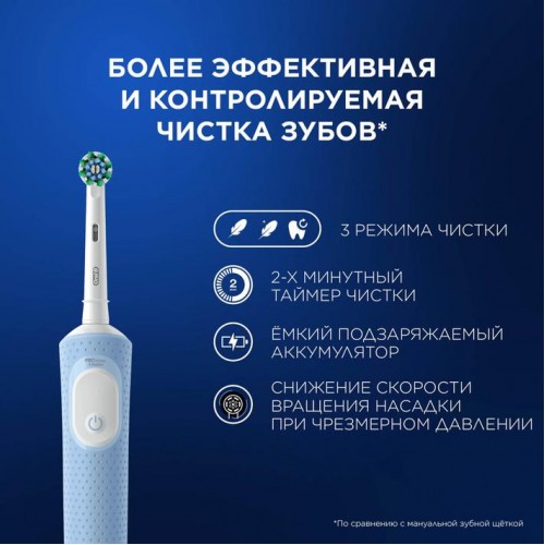 Электрическая зубная щетка Oral-B Vitality Pro D103.413.3 Cross Action Protect X Clean, голубой+Насадка Cross Action