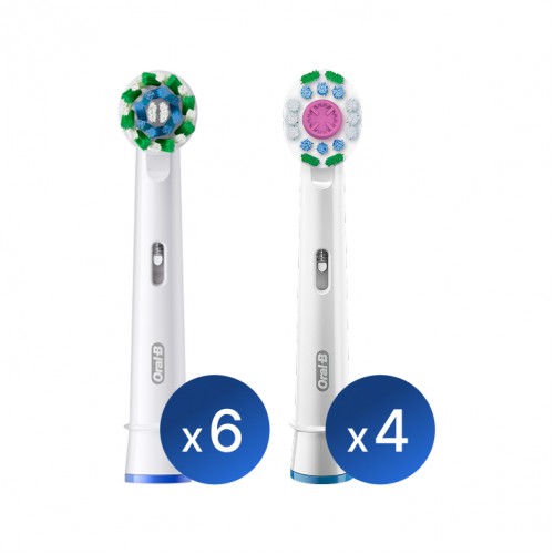 Набор насадок Oral-B: CrossAction (6 шт), 3D White (4 шт)