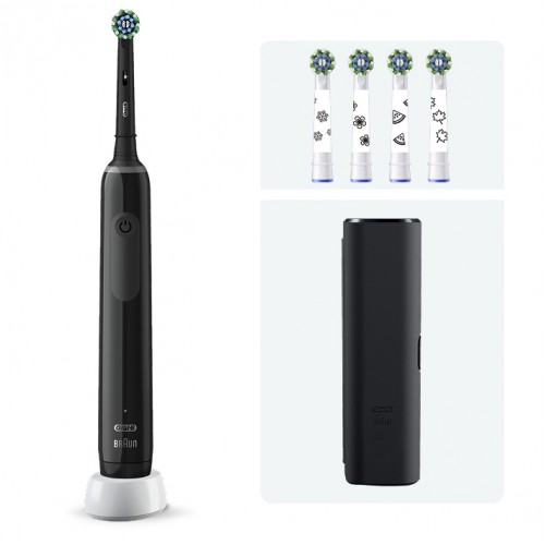 Электрическая зубная щетка Oral-B Pro 3 черная, насадки Cross Action 4 шт