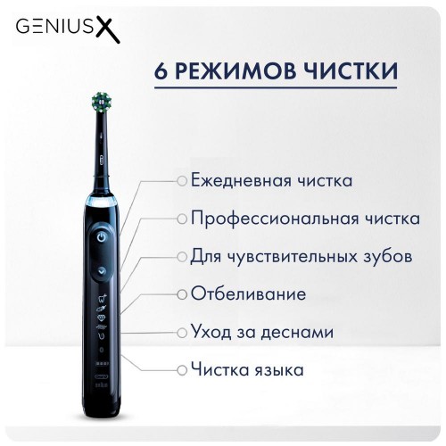Электрическая зубная щетка Oral-B GeniusX 20000N Black D706.513.6+Насадка Cross Action