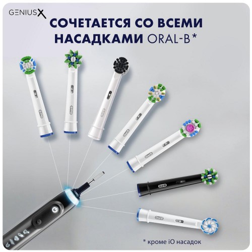 Электрическая зубная щетка Oral-B GeniusX 20000N Black D706.513.6+Насадка Cross Action