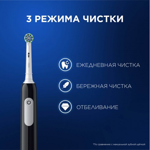 Электрическая зубная щётка Oral-B Pro 1 Черная, с дополнительными сменными насадками Cross Action Black (2 шт)