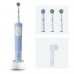 Электрическая зубная щетка Vitality Pro голубая, насадка Cross Action 2 шт, насадка Sensitive Plus, колпачок на насадку